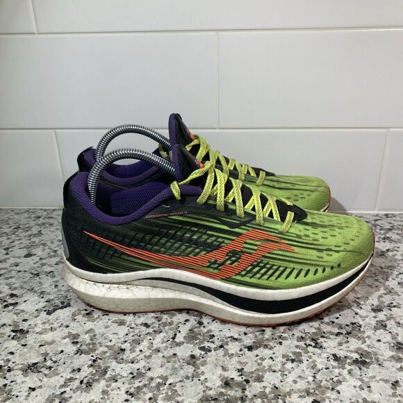 Saucony Endrophin Speed 2 Athletic Running Shoes Neon S10688-65 Women’s Size 10 - Picture 3 of 8